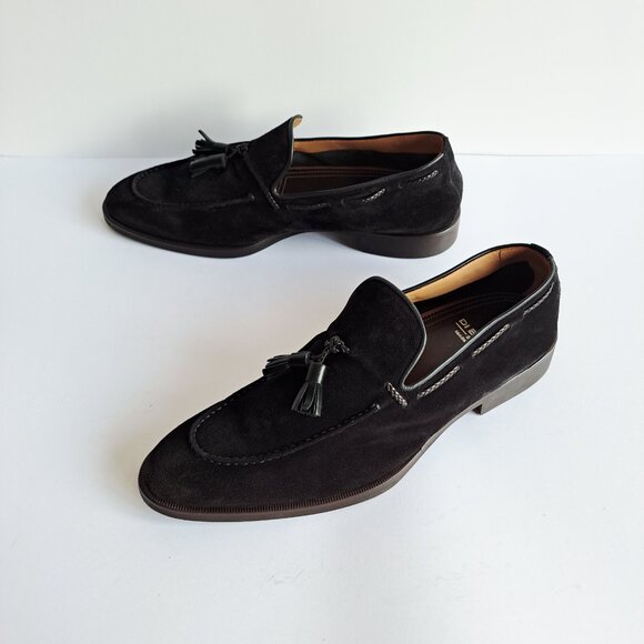 NEW Di Bianco Men\'s Black Suede Tassel Loafers Slip On Shoes Size 10.5